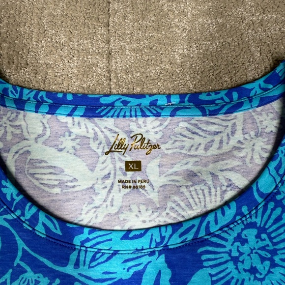 Lily Pulitzer Martinique Blue Jungle Oasis Jody Shirt Dress Pima Cotton Size XL - Picture 5 of 7